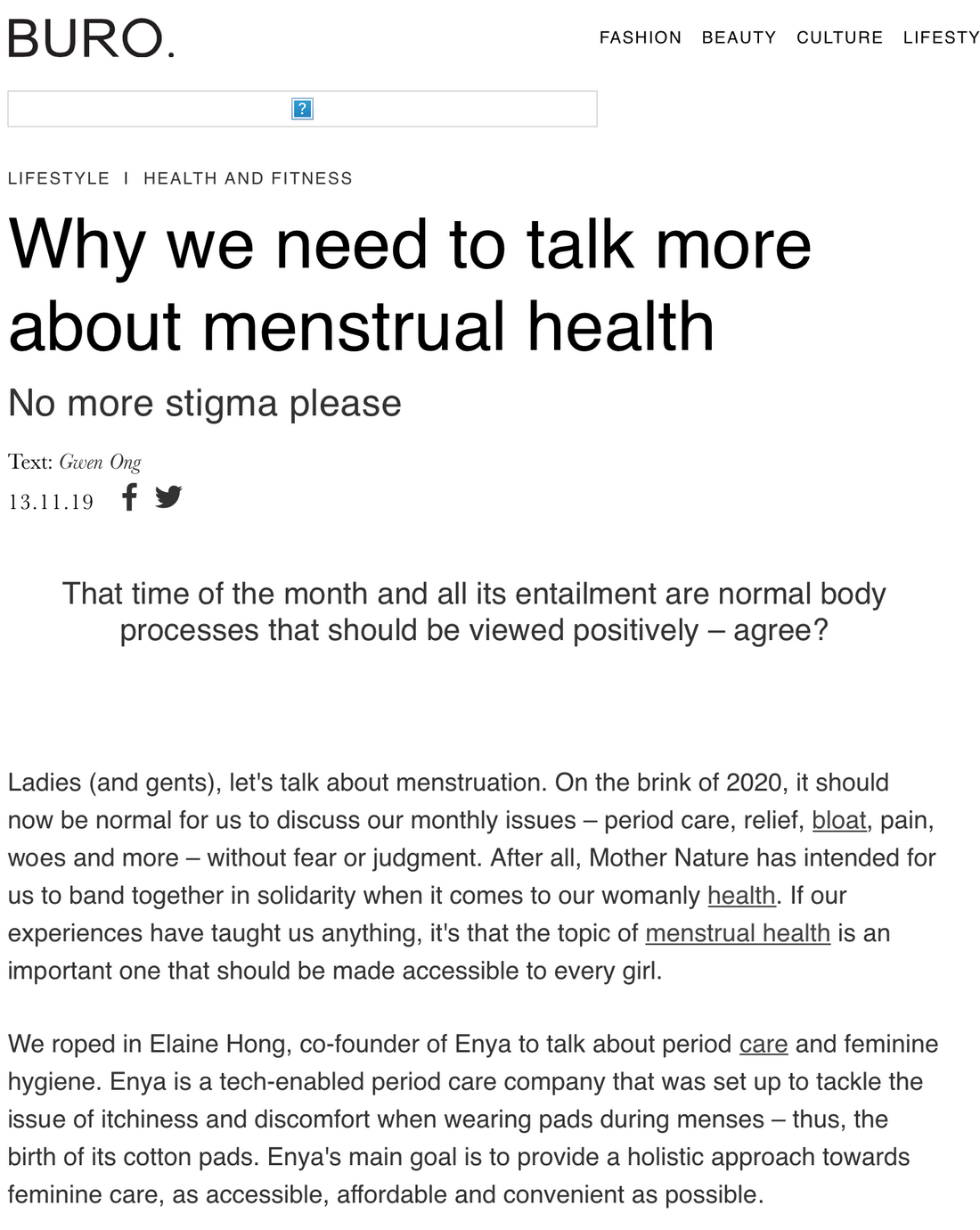 Why we need to talk more about menstrual health - No more stigma please